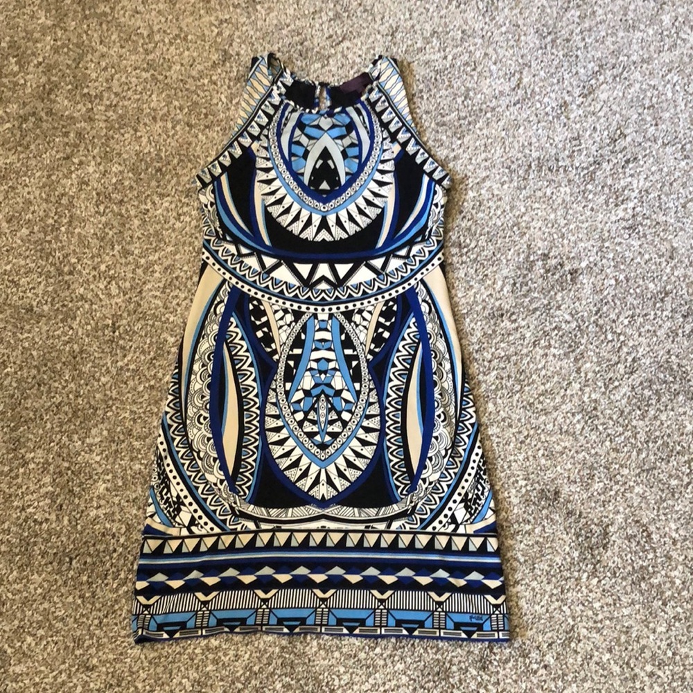 Hale Bob Blue White pattern dress